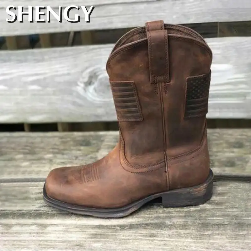 Мужская кожаная Нескользящая повседневная обувь на низком каблуке с круглым