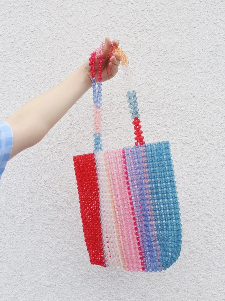 Женские сумки на плечо с радужными блестками и бусинами ручная работа в