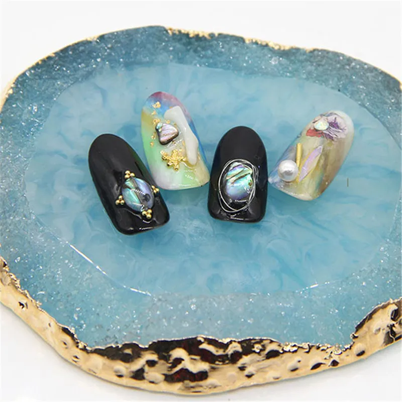 7 Цвета смолы лак для ногтей гель палитра каймой золотистого цвета Агат смесь