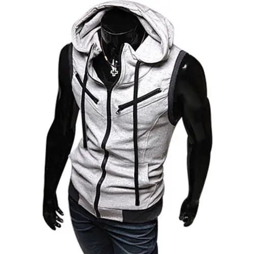 

Men Jacket Vest Top Autumn Summer Men Clothing Sleeveless Zipper Hooded Jacket Man Solid Ropa Hombre Casual Hoodies Vests