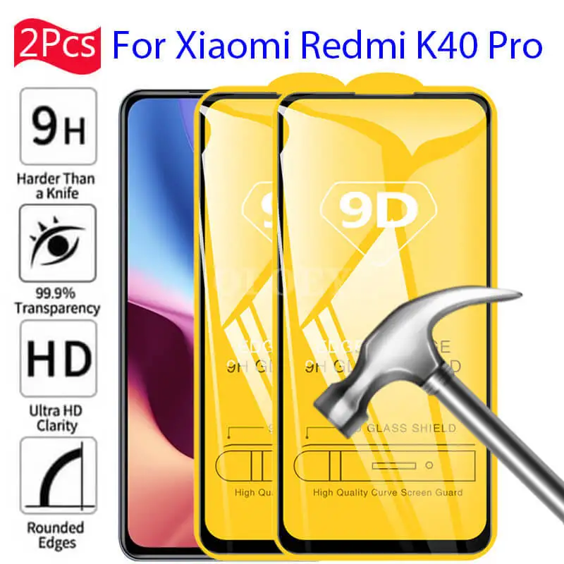 

2Pcs For Xiaomi Redmi K40 Pro 5G Phone Full Glue ScreenProtector Film For Redmi K40Pro redmik40 40pro plus K40pro+ Guard Cristal