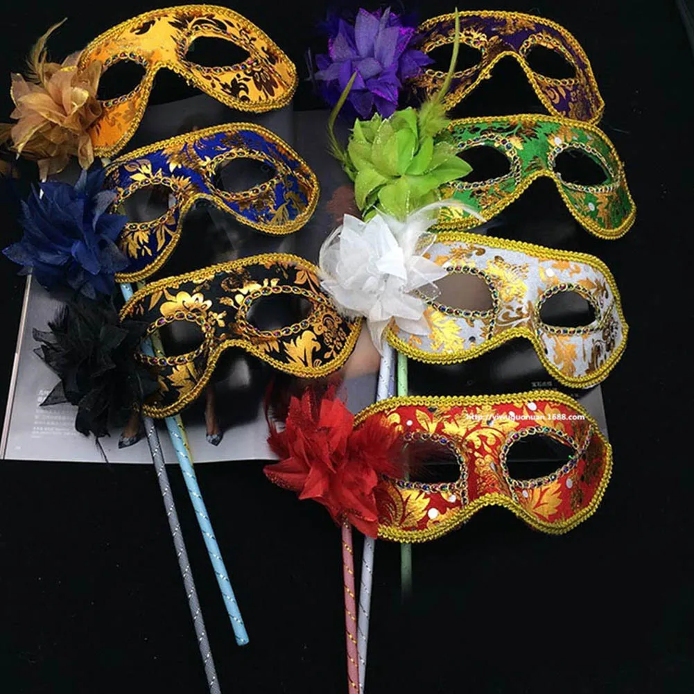 

1 шт. Венецианская Маскарадная маска для глаз на палочке для Марди Хэллоуина для вечеринки бала для выпускного вечера женская элегантная маска Красивая Искусственная