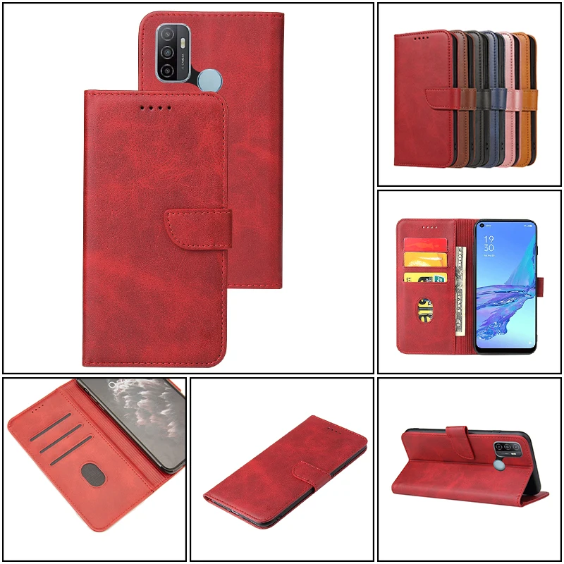

Luxury Leather Flip Phone Case For OPPO A3 A5 A7 A8 A9 A11 X A15 A31 A32 A33 A92 A53 2020 A55 A72 5G A92 A93 5G AX5 S With stand