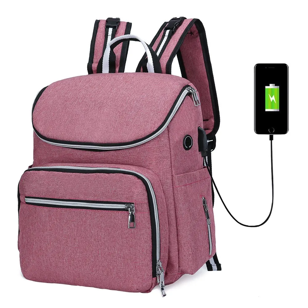 

Large Mummy Diaper Bag USB/Earphone Baby Nappy Travel Backpack Bottle Hold Nappy Bag Mummy Nappy Diaper Bag