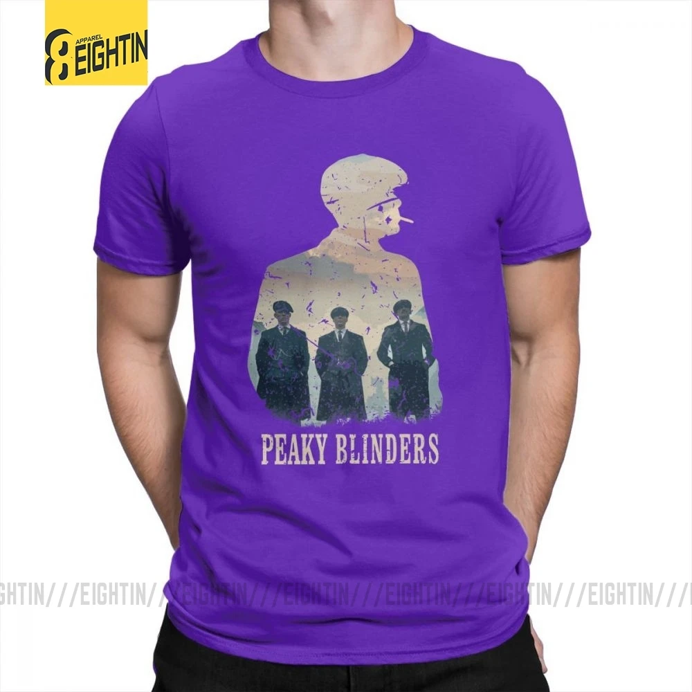 Peaky blinds футболки Уникальные для досуга Чистый хлопок мужские футболки с коротким рукавом o-образным вырезом футболки размера плюс популярный фильм - Цвет: Фиолетовый