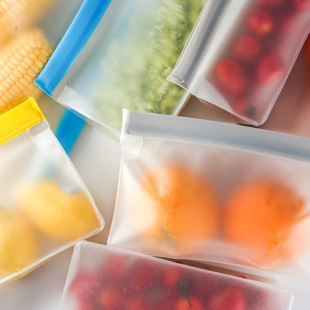 

1Pcs of Silicone Food Bag Reusable Fresh-keeping Bag Fruit and Vegetable Sealed Bag Leak-proof Food Storage Ziplock Bag