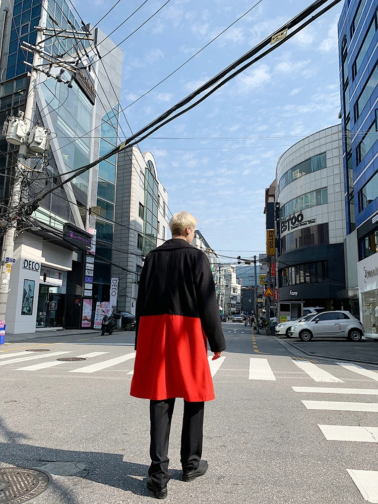 

Windbreaker men's long, knee-length coat casual warm versatile Korean version jacket British retro fashion trend