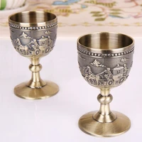 classical metal wine cup handmade small goblet household copper wine glass carving pattern creative drinkware