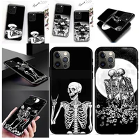 skeleton couple phone case for iphone 7 8 plus 6 6s 12 pro max skeleton couple funda cases coque carcasa soft tpu
