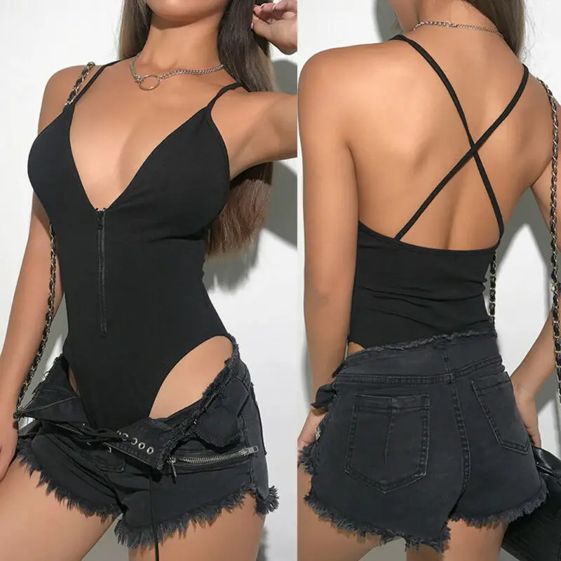 Модный сексуальный женский узкий облегающий купальник комбинезон короткий