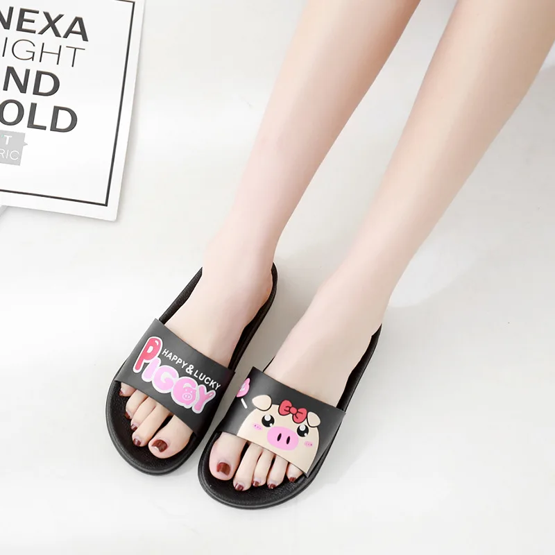 

Cartoon Cute Piggy Printed Panda Duck Bear Shoes Women Slippers Women Fashion Shoes Outdoor Indoor Home Non-slip Slides