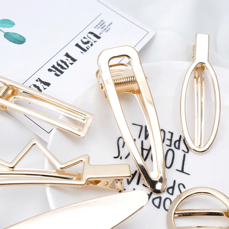 Женские Геометрические заколки невидимки с полыми звездами и сердцем| |