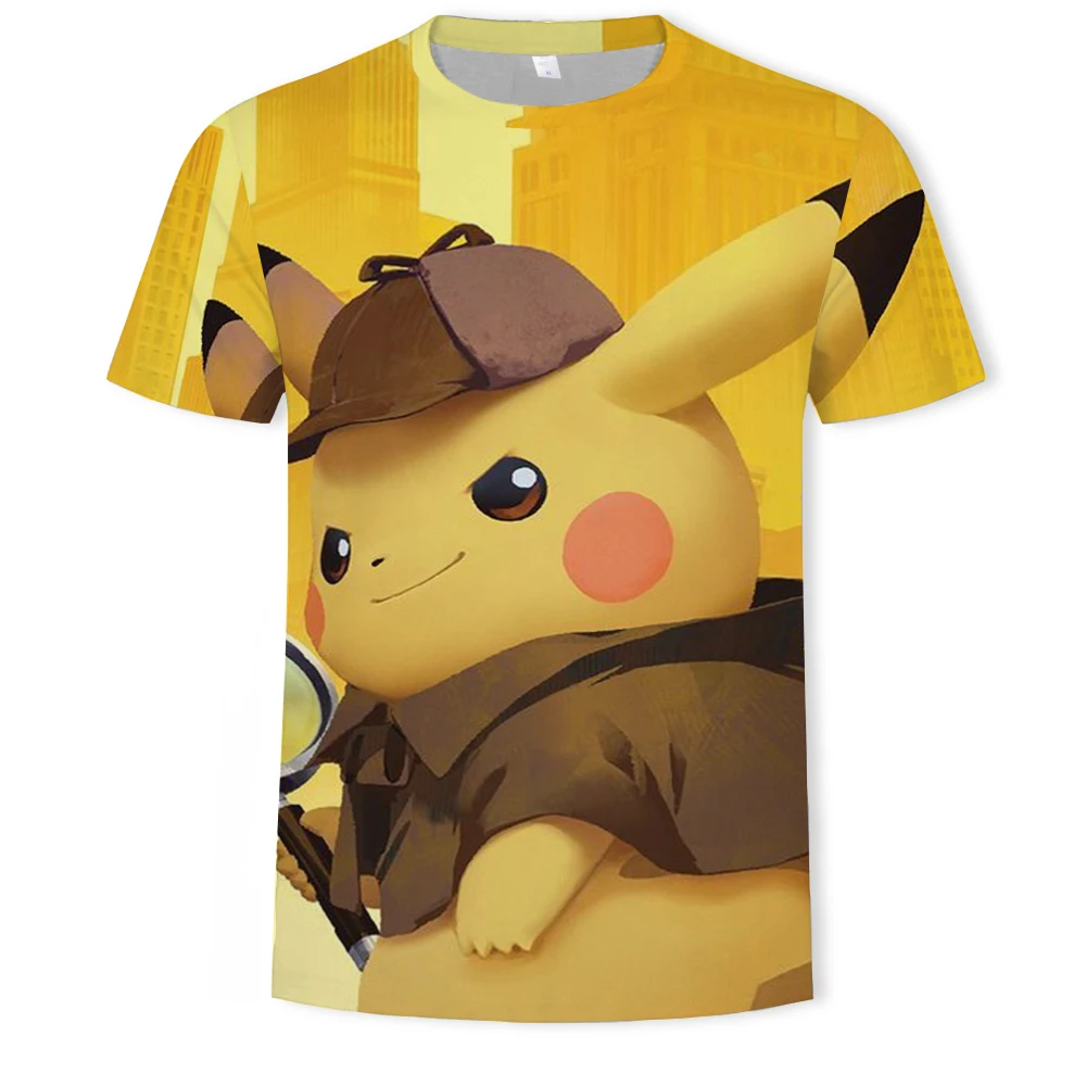 

2021 summer fashion Pokmon 3D printed pattern men's T-shirt suitable for family, parent-child wear, trendy casual T-shirt
