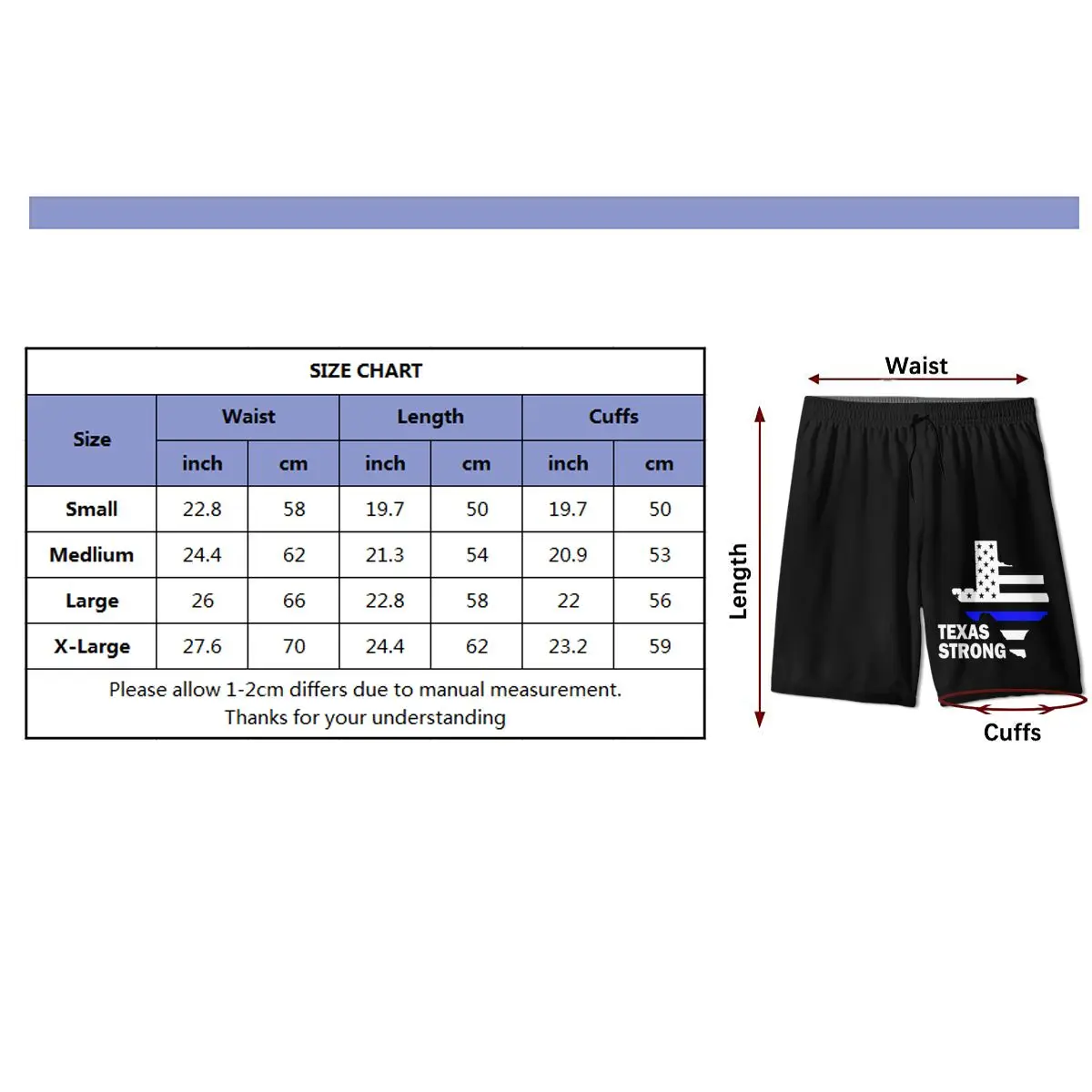 

Texas Strong Blue Thin Line Casual Shorts Summer New Running Fitness Fast-drying Trend Boys And Girls Short Pants