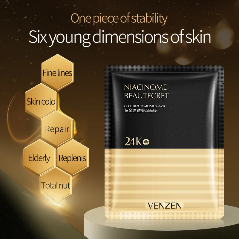 VENZEN увлажняющая Антивозрастная Золотая маска для ухода за кожей 24 к лица