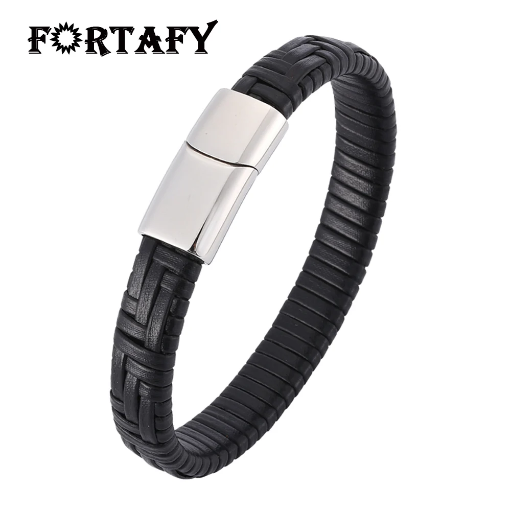 Новые Винтажные Ювелирные украшения для мужчин Черная Плетеная кожа Для s