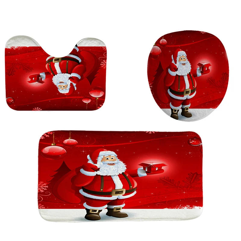 Рождественские украшения красный занавеска для душа с Санта Клаусом или