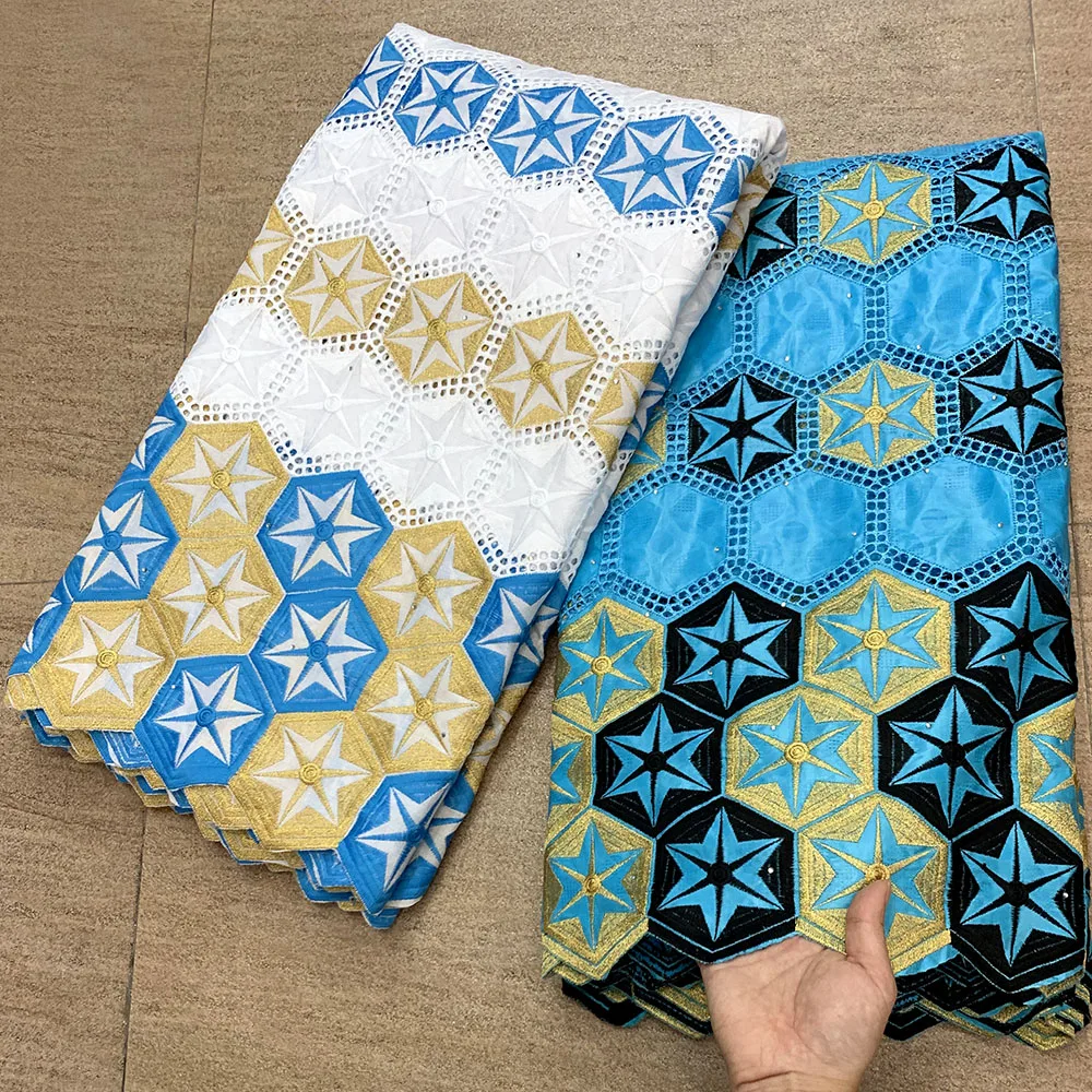 

African Bazin Riche Lace 2.5+2.5 Swiss voile Lace Fabric 2020 Newest High Quality cotton Lace Fabrics For Party dress