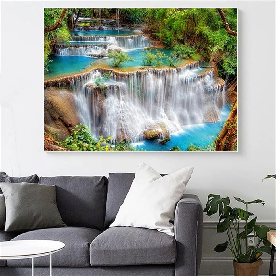 AZQSD 5d алмазная картина живописная Алмазная вышивка водопад мозаика крестом