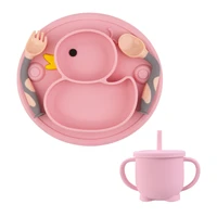dispensing baby dishes plate for children silicone baby tray set heatresistant baby tableware food grade silicone dish baby bowl