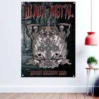 black metal death artist tapestry retro black metal music art banner rock band logo poster macabre skull flags wall painting