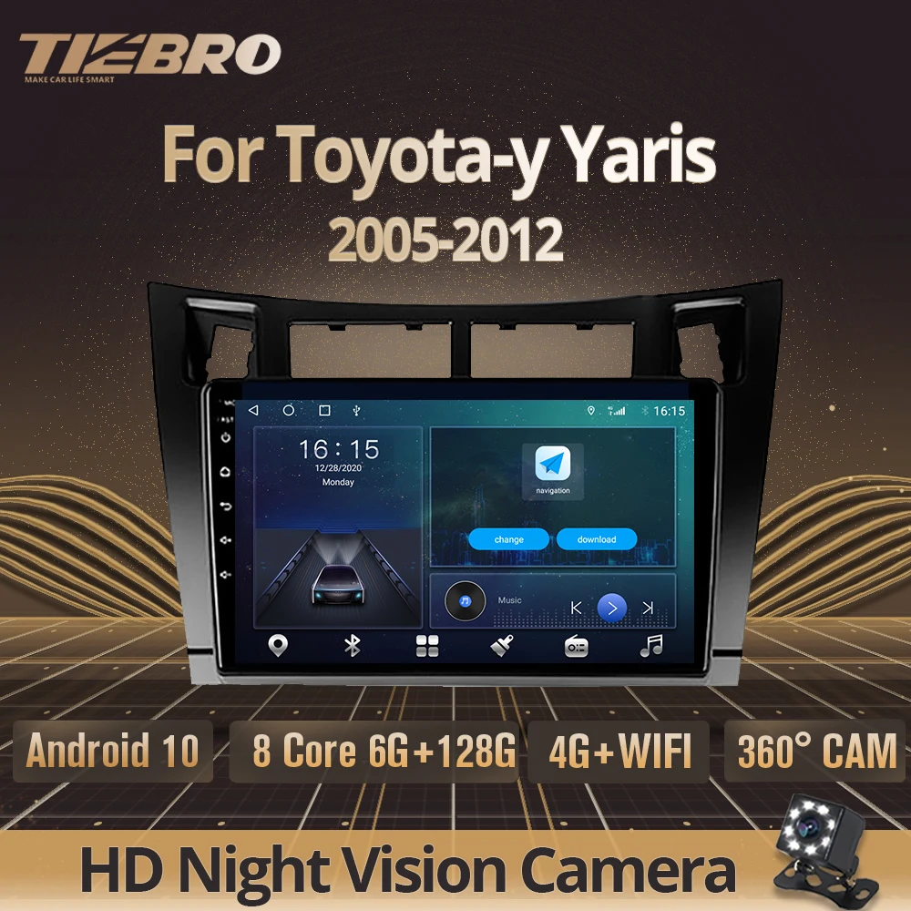 

Автомагнитола TIEBRO 2 Din Android 10,0 для Toyota-y Yaris 2005-2012 автомобильный мультимедийный плеер GPS навигация Carplay DSP NO 2 Din DVD