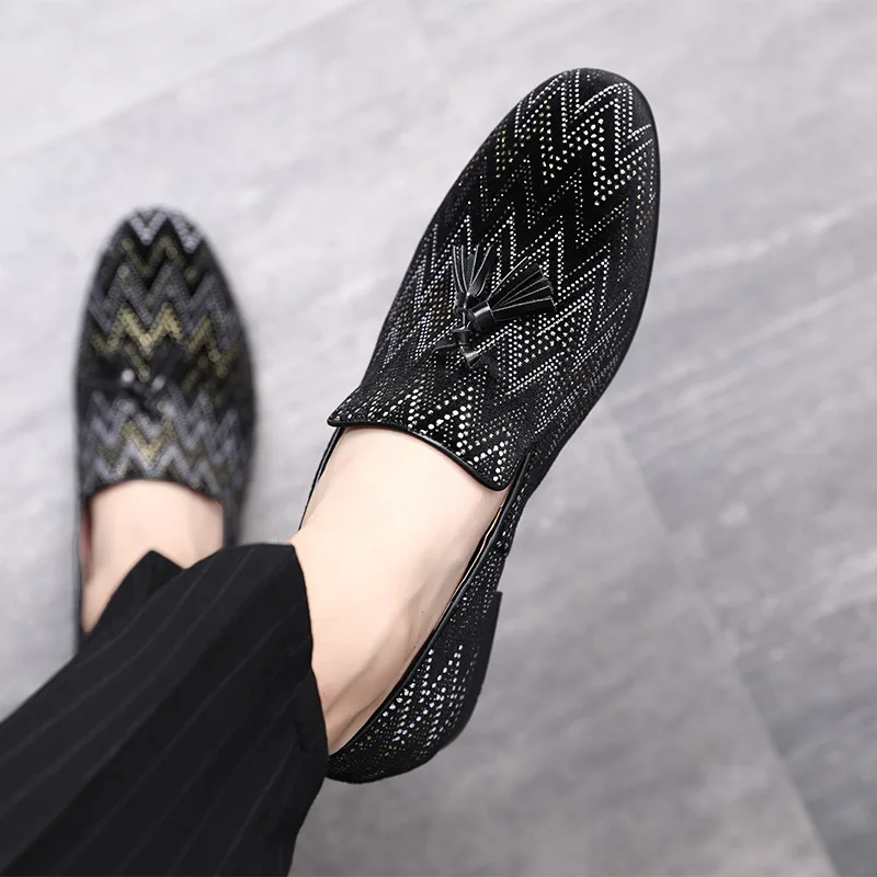 Черные мужские официальные модельные туфли Роскошные повседневные свадебные с