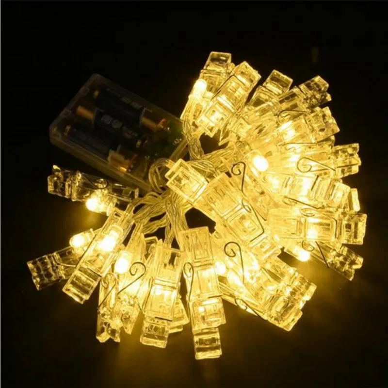 LED Photo Clip Holder String Card Picture Clip Pegs LED String Light Fairy Christmas Wedding Party Valentine's Day Decoration