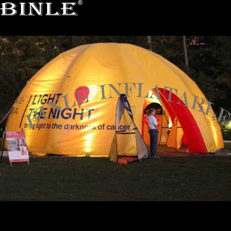 

Наружное рекламное оборудование, желтая надувная палатка-паук со светильник кой, огромный купол с полным покрытием, на продажу