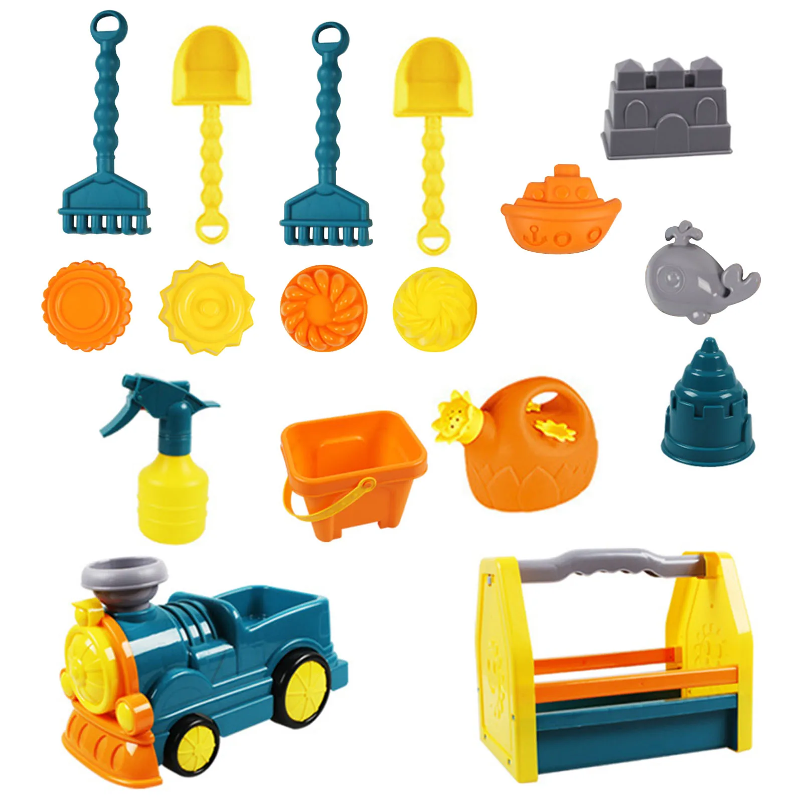 

Beach Toys For Kids 8/17pcs Baby Beach Game Toys Luggage Train Basket Sandbox Set Kit Summer Toys For Beach Play Sand Water Game