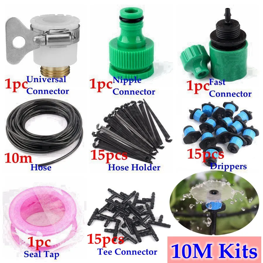 10m Kits 40 м~ 5 м домашний садовый точечный полив система наборы автоматический микро набор для орошения DIY садовая система полива разбрызгиватели для фонтана - Цвет: 10m Kits