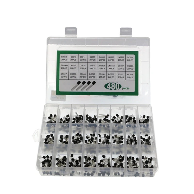

To-92 Transistor 24 Values 480Pcs 2N3904 3906 2222 5401 5551 S9012/13/14/15 A1015 C1815/945 BC558/557/556/550/327/337