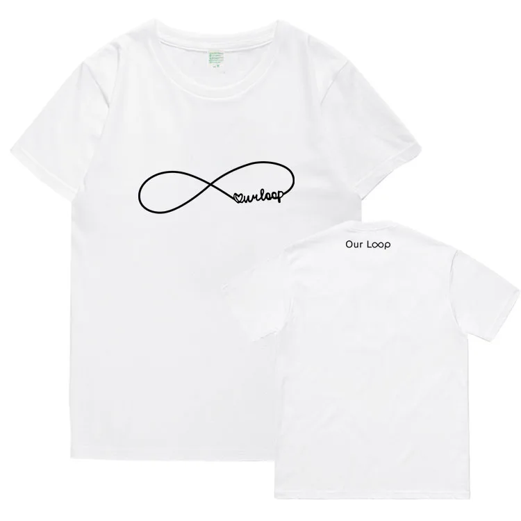 

Got7 concert our loop same printing o neck t shirt for summer kpop unisex short sleeve loose t-shirt black/white