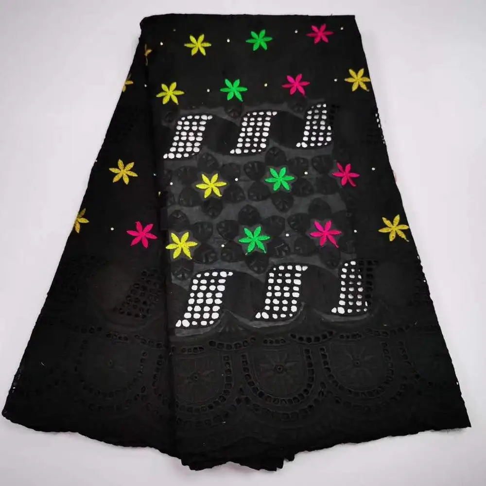 5 ярдов швейцарская кружевная хлопковая ткань с цветочной вышивкой со стразами