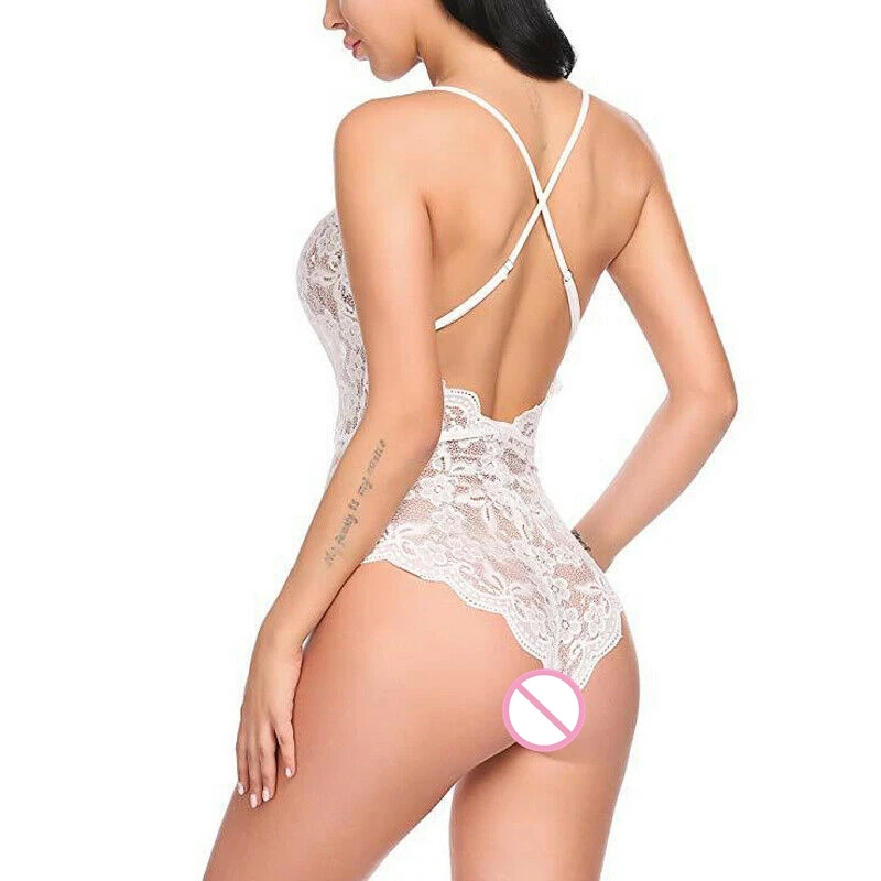 Женское сексуальное кружевное прозрачное белье с v-образным вырезом ночное