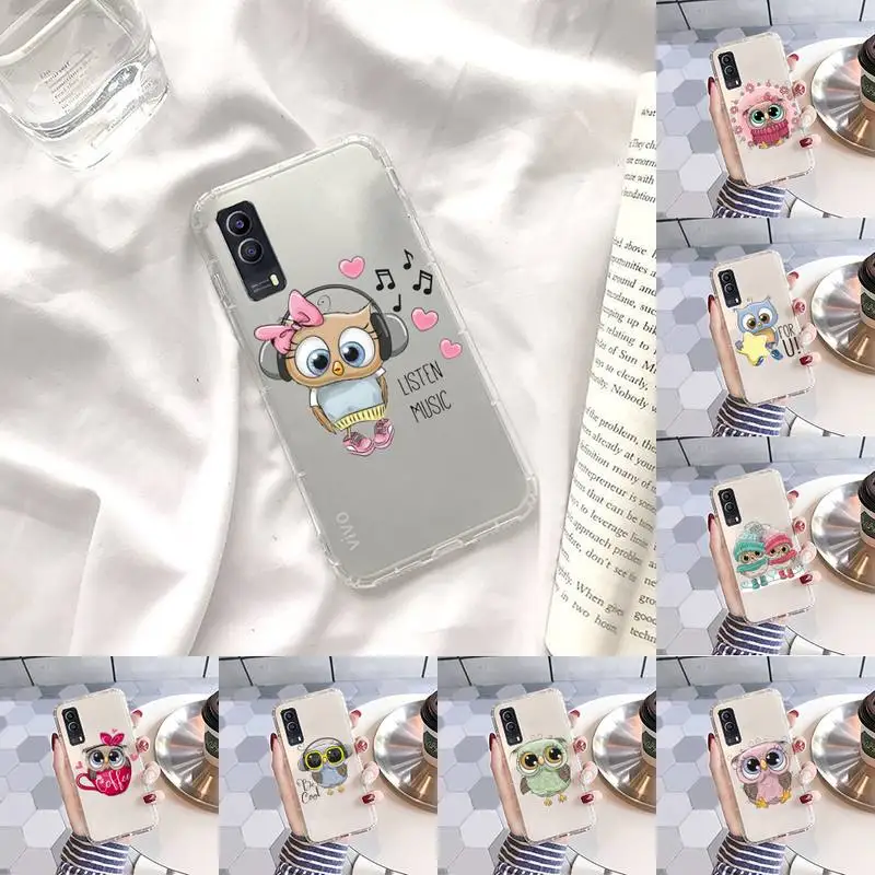 

Cartoon Girl Gifts Cute Owl Phone Case Transparent For Xiaomi Redmi note 3 9 7 4 8 8T 10 CC9E 11ULTRA T lite PLAY pro 4G 5G