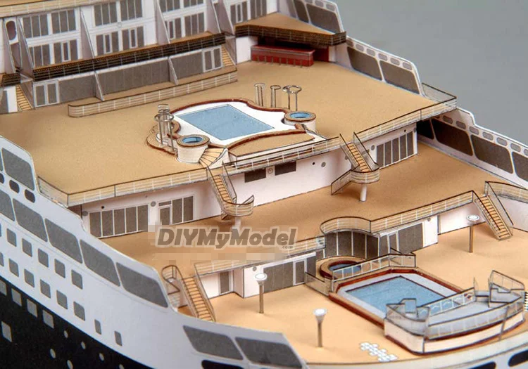 DIYMyModeI-vaporizador de correo real, escala 1:400, RMS Queen y Mary 2, Kit de modelo de papel delineador, PaperCraft, rompecabezas de juguete hechos a mano-1
