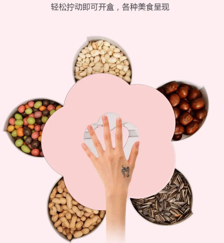 Розового и голубого цвета в форме лепестка Вращающийся Конфеты коробочка