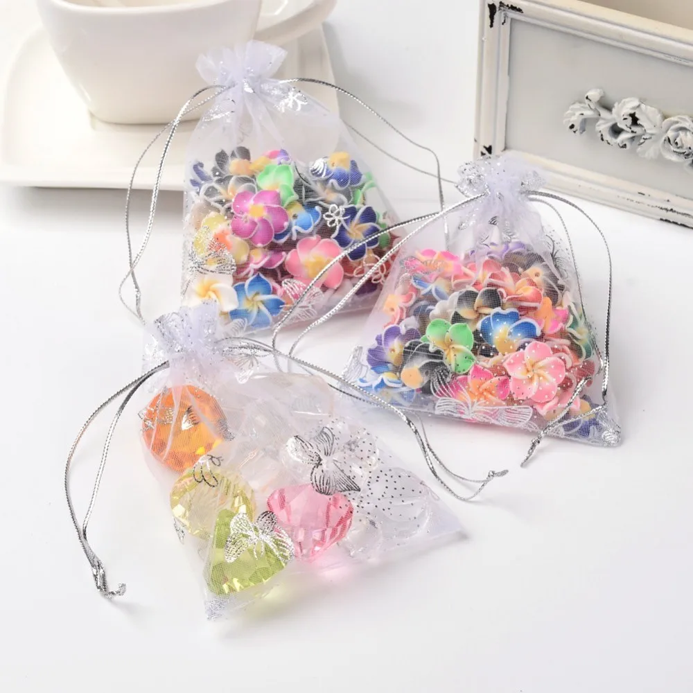 

100 pc Organza Bags White about 10cm wide 12cm long