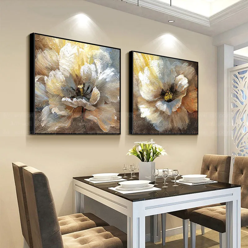 Goede 2 Stuks Gold Leaf Abstracte Canvas Schilderij Wall Art Pictures Voor Woonkamer Thuis Wall Decor Originele Dikke Textuur Decoratie