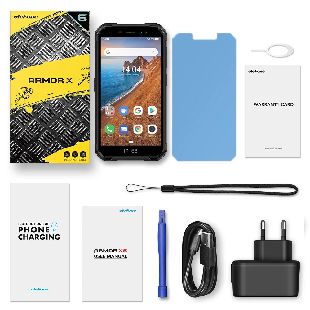 Ulefone Power X6 IP68/IP69K прочный телефон 2 Гб + 16 Водонепроницаемый Face ID Смартфон Android 9 0