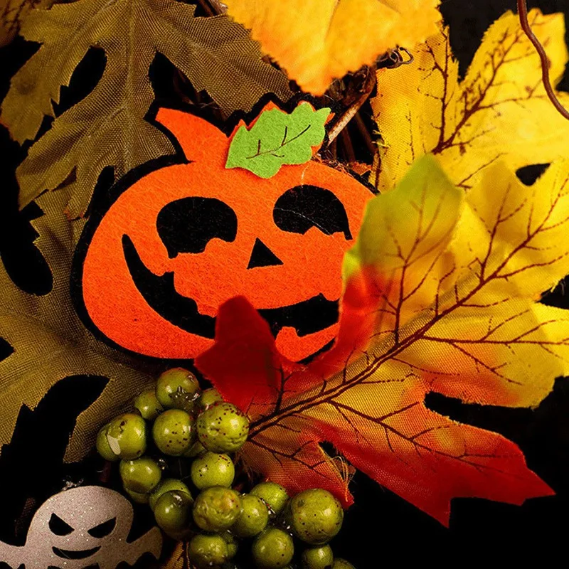 

Halloween Garland Decoration Door Hanging Simulation Maple Leaf Autumn Pumpkin for Party Wedding Christams