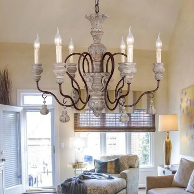 Винтажная американская деревенская деревянная люстра для гостиной отеля и
