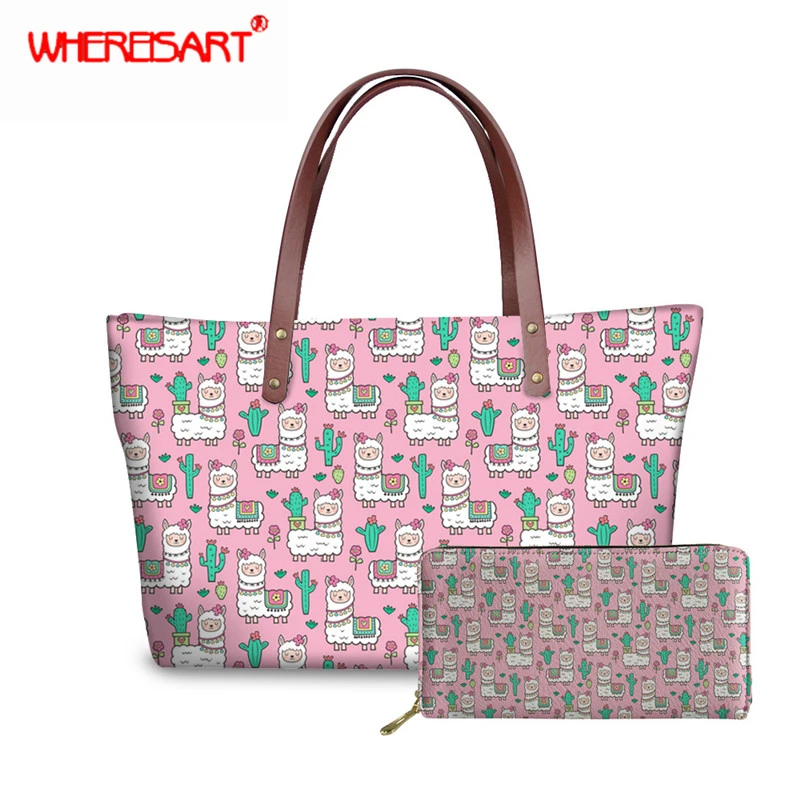 Женская сумка-мессенджер WHEREISART большая сумка-тоут с принтом альпака милый