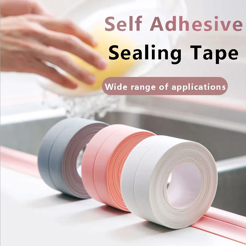 

Kitchen Floor PVC Waterproof Sealing Tape Wallpaper DIY Self Adhesive Kitchen Waterproof Mildew-proof Sealant Tape Wall Stickers