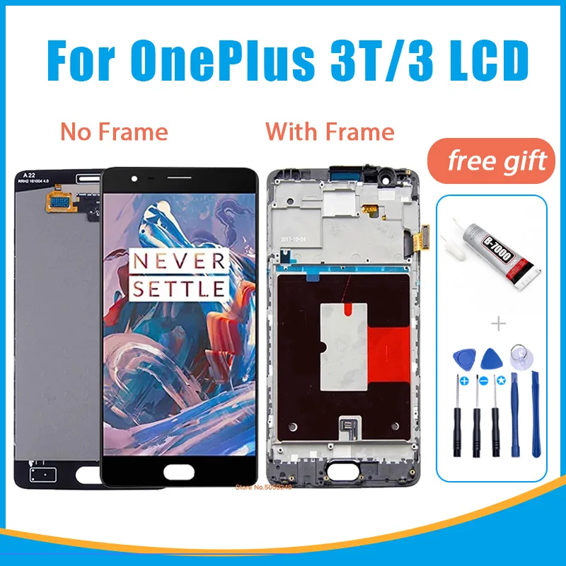 

100% Tested AMOLED LCD For Oneplus 3T 3 LCD Display And Touch Screen Digitizer for OnePlus3T A3000 A3010 A3003 lcd Assembly