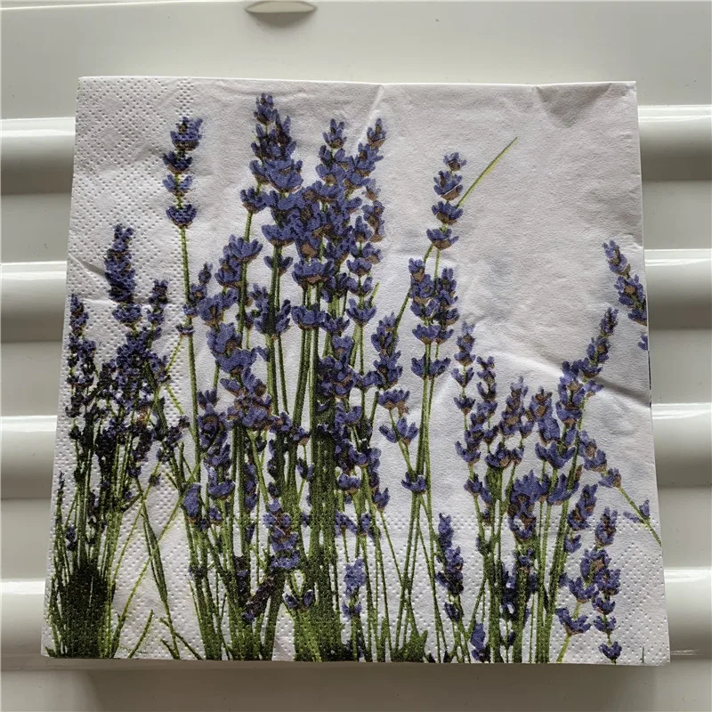 Винтажная салфетка бумага элегантная ткань с принтом фиолетовый цветок