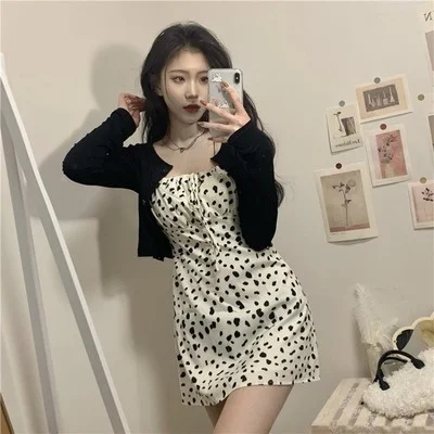 

Cow Strap Dress Women's Korean-Style Waist Slimming Spicy