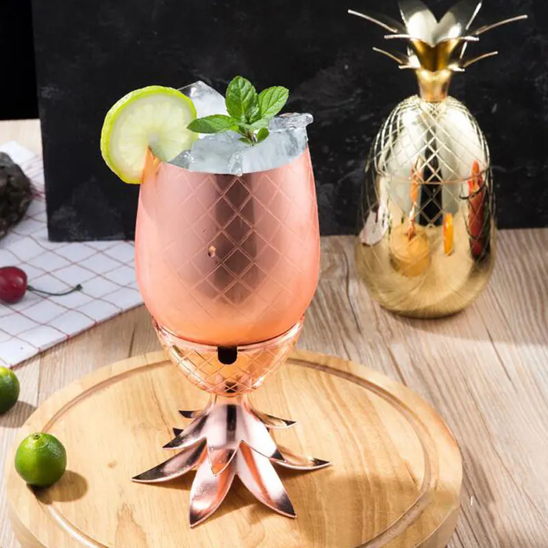 Творческий Ананас Форма Нержавеющая сталь Коктейль кружка для воды чашки