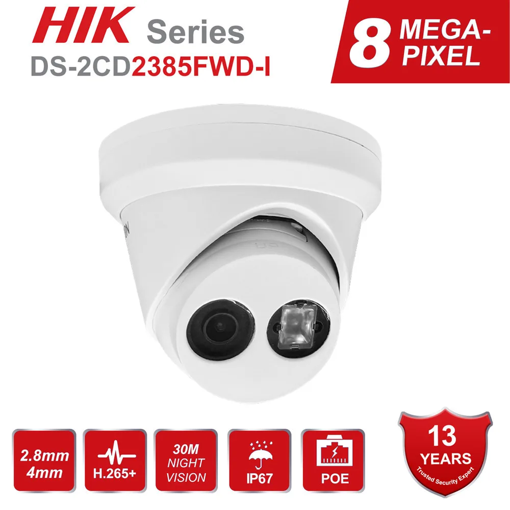 Hikvision 8MP IP камера POE наружное видеонаблюдение 4K s DS 2CD2385FWD I с 30 м IR Встроенный слот